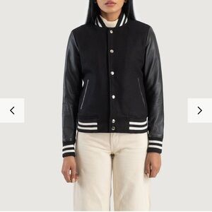 Genuine leather SAVANT BLACK HYBRID VARSITY JACKET